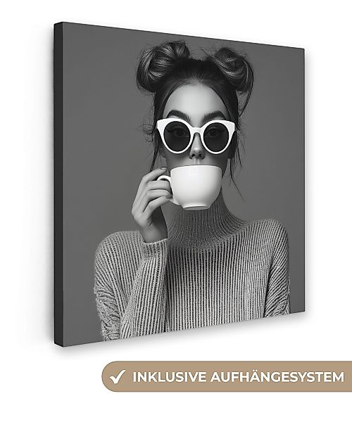 OneMillionCanvasses® Leinwandbild Frau - Kaffee - günstig online kaufen
