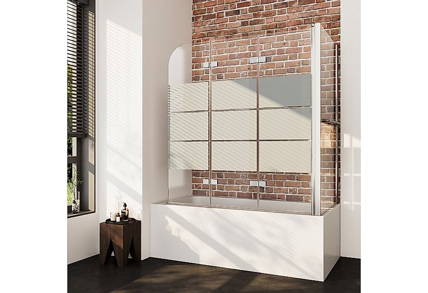 Boromal Badewannenfaltwand 3 teilig Milchglas Badewannenaufsatz mit Seitenw günstig online kaufen