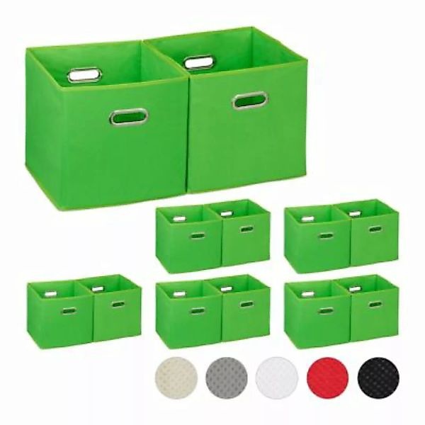 relaxdays 12 x Aufbewahrungsbox Stoff grün günstig online kaufen
