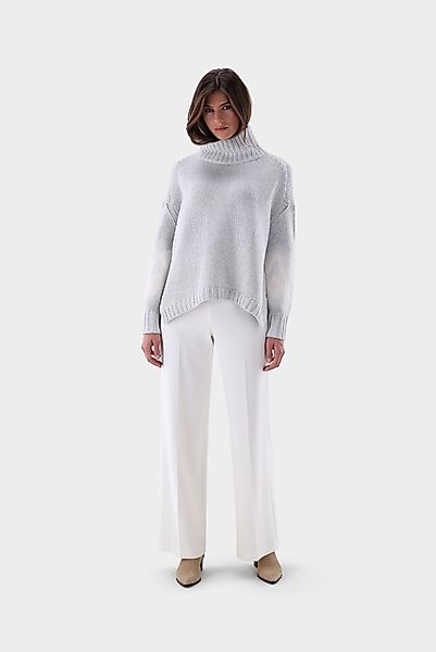 Rollkragenpullover oversized mit Muster an Ärmeln günstig online kaufen