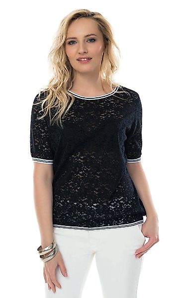 Passioni T-Shirt mit Spitzenverzierung, Kontraststreifen und günstig online kaufen