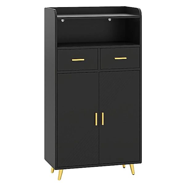 Costway Mehrzweckschrank mit Doppeltür 2 Schubladen Schwarz günstig online kaufen