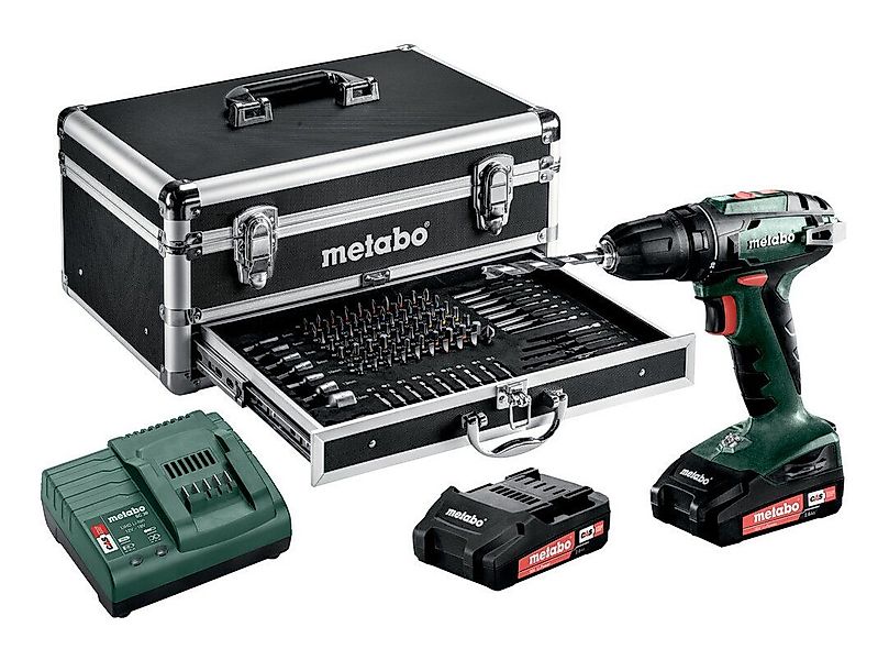 metabo Akku-Bohrschrauber BS 18V, 18 V, 2 Akkus + Alu-Koffer + viel Zubehör günstig online kaufen