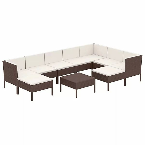 vidaXL 10-tlg Garten-Lounge-Set mit Auflagen Poly Rattan Braun Modell 13 günstig online kaufen