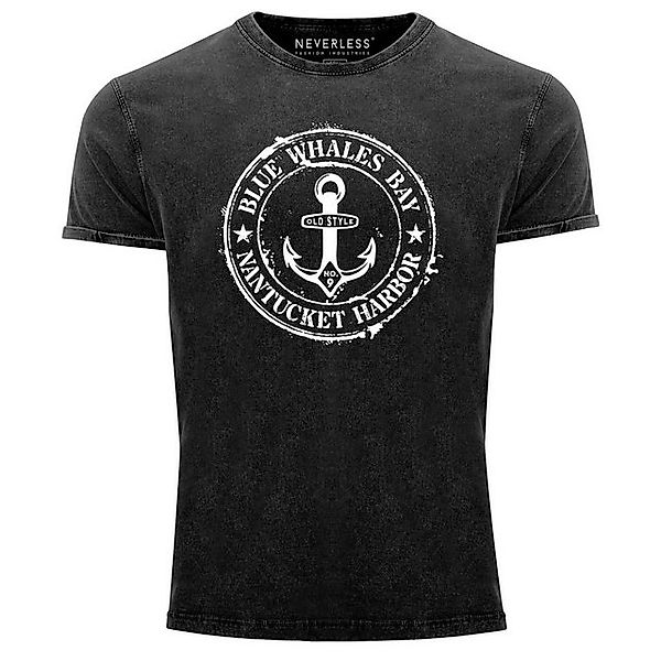 Neverless Print-Shirt Herren Vintage Shirt Anker Motiv maritim Retro Anchor günstig online kaufen
