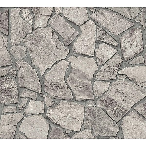 A.S. Création Vliestapete mit Bruchsteinmauer Design Grau 10,05 m x 0,53 m günstig online kaufen