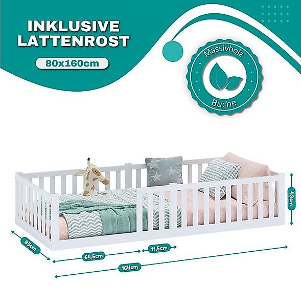 Alavya Home® Kinderbett Bodenbett TITAN aus Buchenholz FSC® 100% zertifizer günstig online kaufen