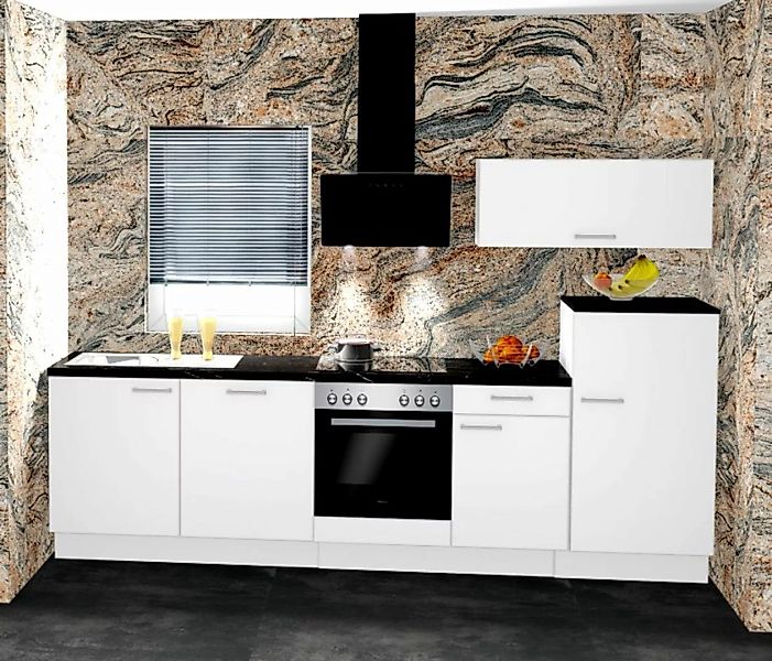 Einbauküche MANKAECO 59 Weiß Hochglanz - Schränke montiert/ Küchenzeile 285 günstig online kaufen
