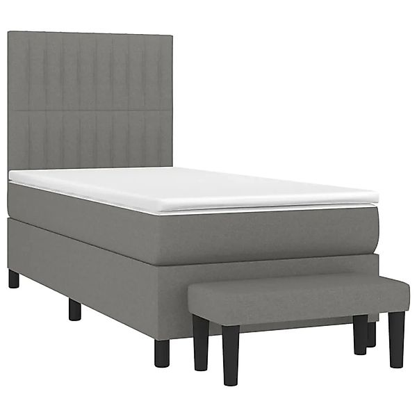 vidaXL Boxspringbett mit Matratze Dunkelgrau 90x200 cm Stoff 3136726 günstig online kaufen