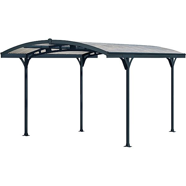 Palram Einzelcarport Atlas Aluminium mit Bogen 495 cm x 288 cm Basaltgrau günstig online kaufen