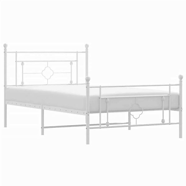 vidaXL Bettgestell, Bettrahmen mit Kopf- und Fußteil Metall Weiß 107x203 cm günstig online kaufen