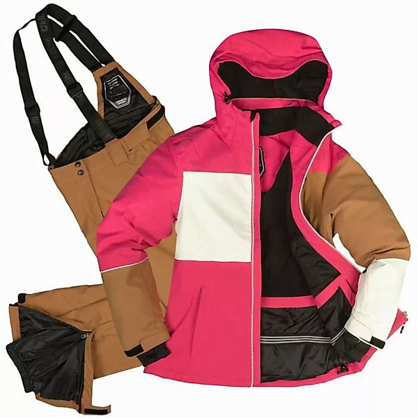 Killtec Skianzug Damen Winterjacke pink + Skihose braun, verschweißte Nähte günstig online kaufen