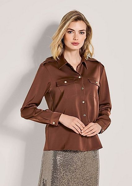 MADELEINE Hemdbluse Jerseybluse mit Brusttaschen Blusenshirt mit Hemdkragen günstig online kaufen