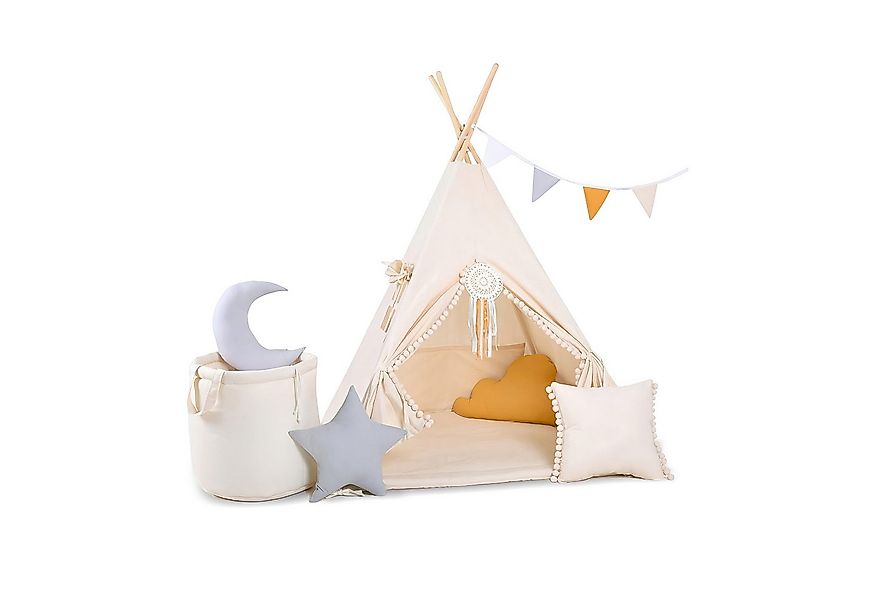 Rainbow Kids Tipi-Zelt Kinderzelt "Beiger Wolf" in Beige mit Zubehör, (8 tl günstig online kaufen