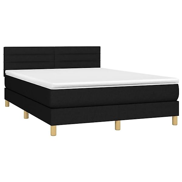 vidaXL Boxspringbett mit Matratze & LED Schwarz 140x200 cm Stoff 3133799 günstig online kaufen