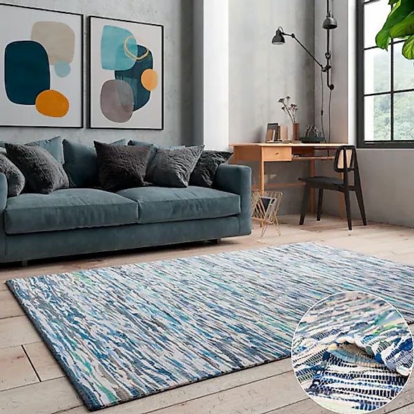 my home Teppich »Bente«, rechteckig, 10 mm Höhe, Handweb Teppich, 90% Baumw günstig online kaufen