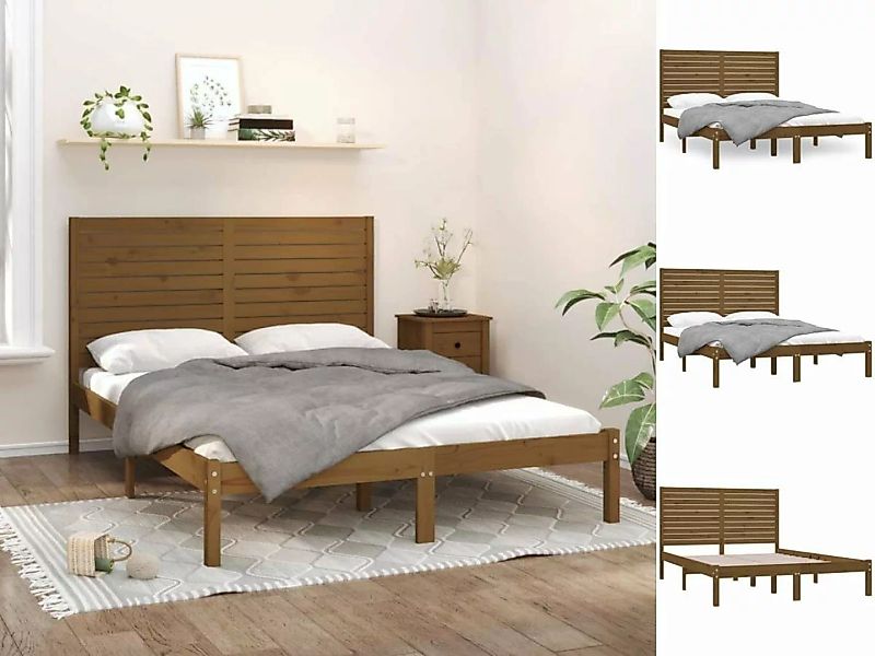 vidaXL Bettgestell Massivholzbett Honigbraun 120x200 cm Bett Bettrahmen Bet günstig online kaufen