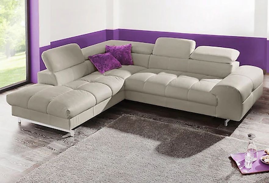 COTTA Ecksofa »Chef L-Form«, mit Kopfteilverstellung, edle Metallkufen, wah günstig online kaufen