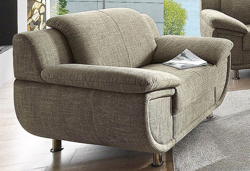 TRENDMANUFAKTUR Sessel Rondo, Breite 121 cm, breite Armlehnen, Füße chromfa günstig online kaufen