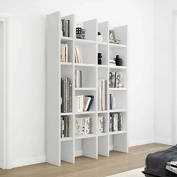 Wohnzimmerregal für Bücher 222 cm hoch - 145 cm breit Weiß günstig online kaufen