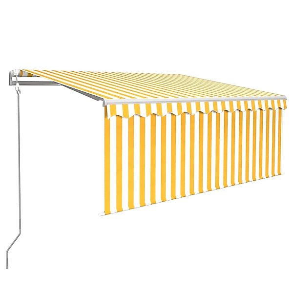 furnicato Markise Automatisch Einziehbar mit Volant 3,5x2,5 m Gelb & Weiß günstig online kaufen