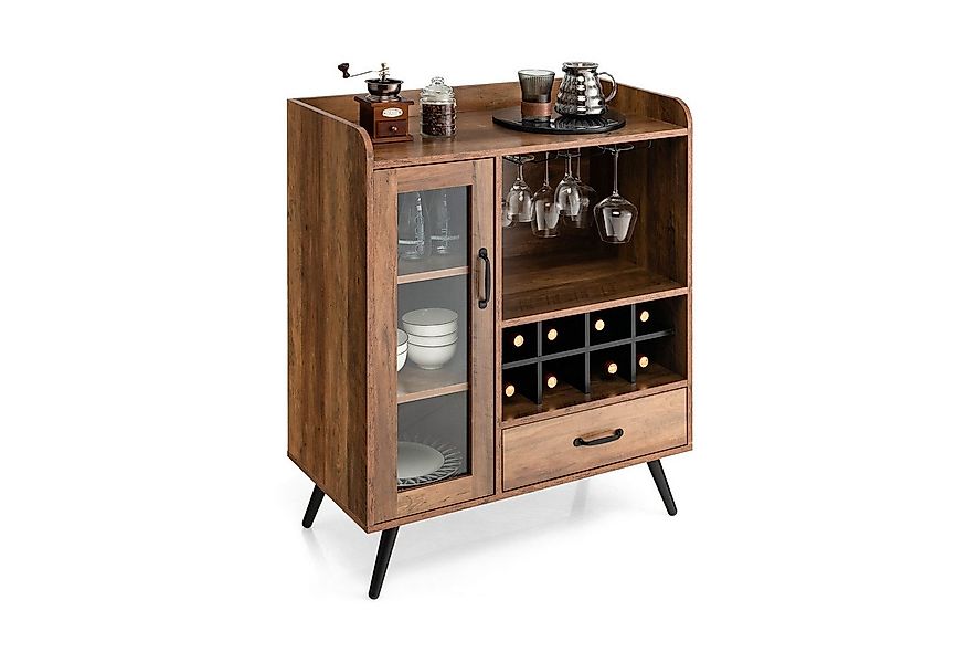 COSTWAY Weinschrank Barschrank mit 8 Flaschenregalen, Glashaltern, Schublad günstig online kaufen