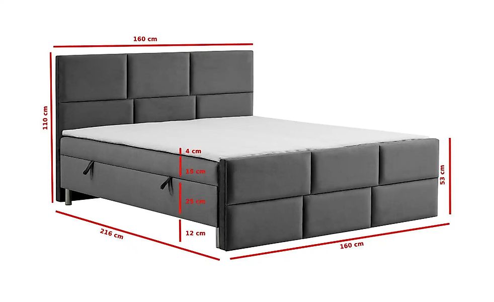 Boxbett mit Bettkasten Adria ¦ grau ¦ Maße (cm): B: 160 H: 110 Betten > Kom günstig online kaufen