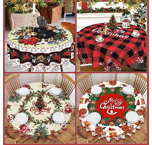 CLTYQ Tischdecke Weihnachtstischdecke,Tischdecke rund,Schneeflocken Tischde günstig online kaufen