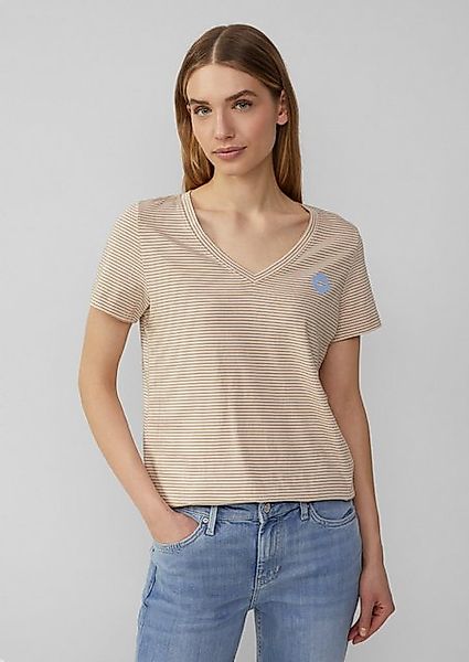 s.Oliver Shirttop T-Shirt mit V-Ausschnitt und Print-Detail günstig online kaufen