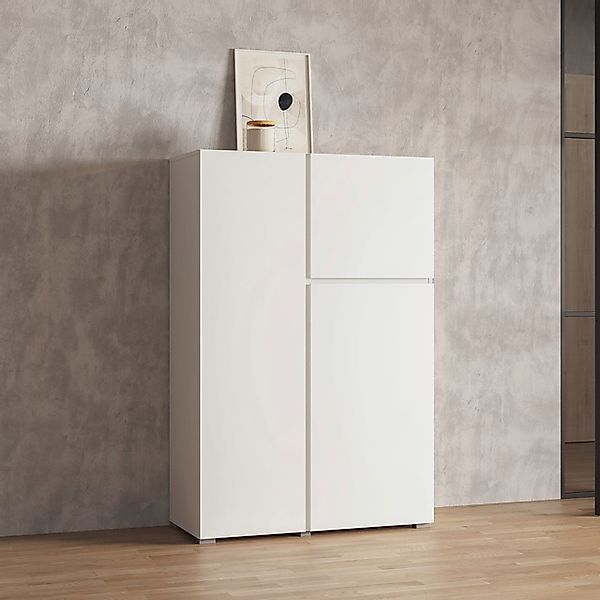 INOSIGN Highboard »Metric, Breite 92cm, moderne grifflose Hochkommode 3 Tür günstig online kaufen