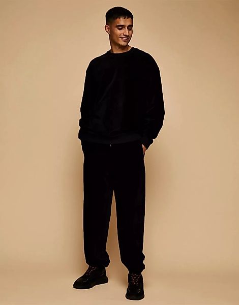 Topman – Sweatshirt aus Cord in Schwarz, Kombiteil günstig online kaufen