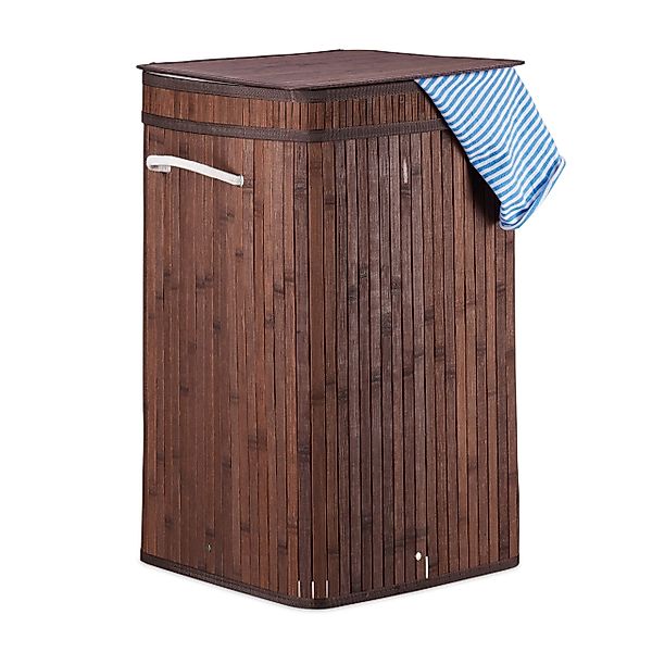 relaxdays Wäschekorb Faltbarer Wäschekorb Bambus, Braun günstig online kaufen