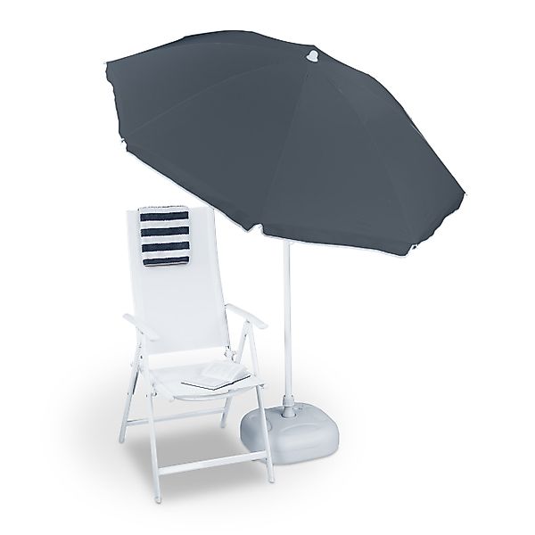 relaxdays Balkonschirm Sonnenschirm 180 cm, Grau günstig online kaufen