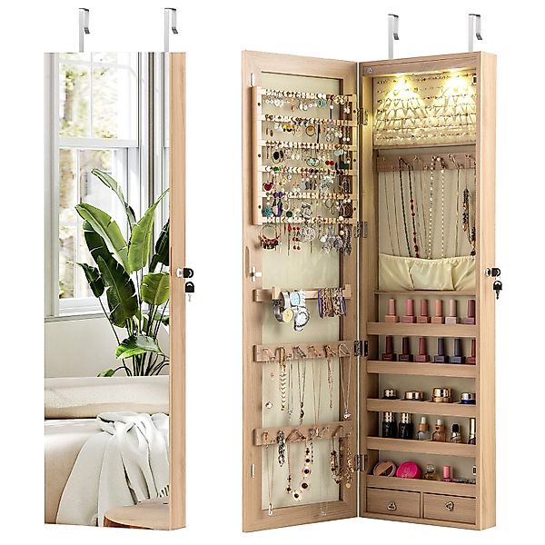 COSTWAY Schmuckschrank mit LED & Spiegel günstig online kaufen