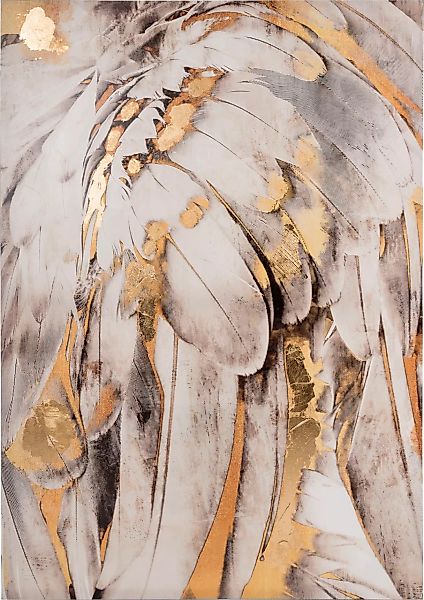 Myflair Möbel & Accessoires Ölbild "Gemälde Federn, weiß/goldfarben" günstig online kaufen