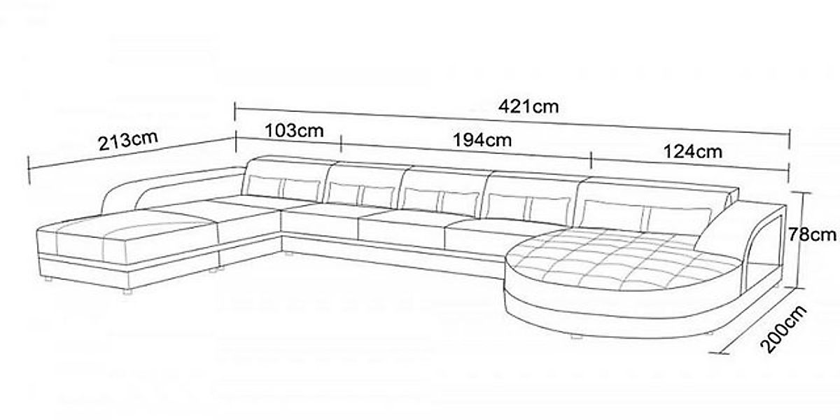JVmoebel Ecksofa Wohnlandschaft Design Polster Couch U Form Sofas Textil Lu günstig online kaufen