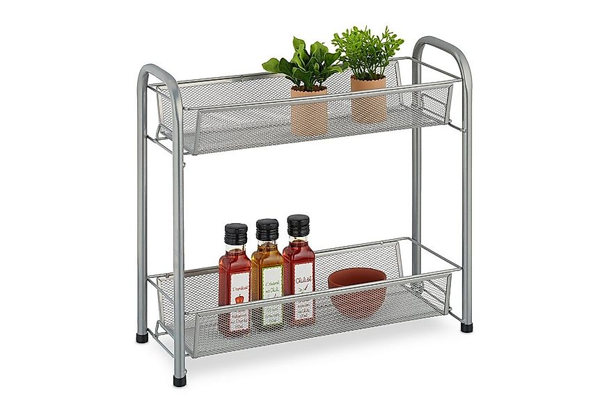 relaxdays Gewürzregal Metall Gewürzregal mit 2 Ablagen, silber günstig online kaufen