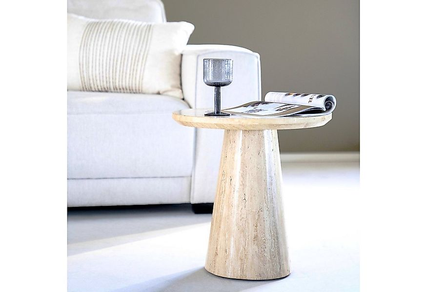 LEVEN Lifestyle Beistelltisch CALLATO rund aus Travertin Naturstein günstig online kaufen