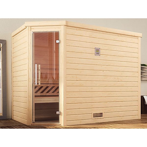 Weka Massivholzsauna Turku 3 Sparset 7,5 kW BioS Glastür günstig online kaufen