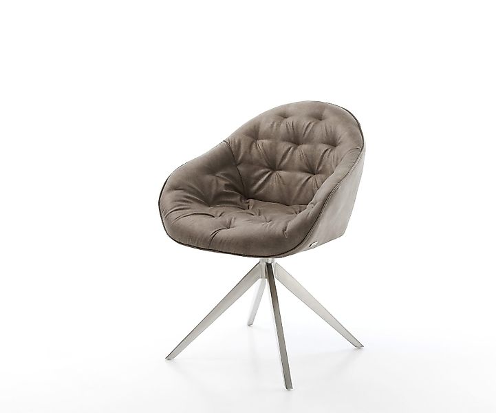 Drehstuhl Gaio-Flex Mikrofaser Taupe Vintage Kreuzgestell breit Edelstahl 3 günstig online kaufen