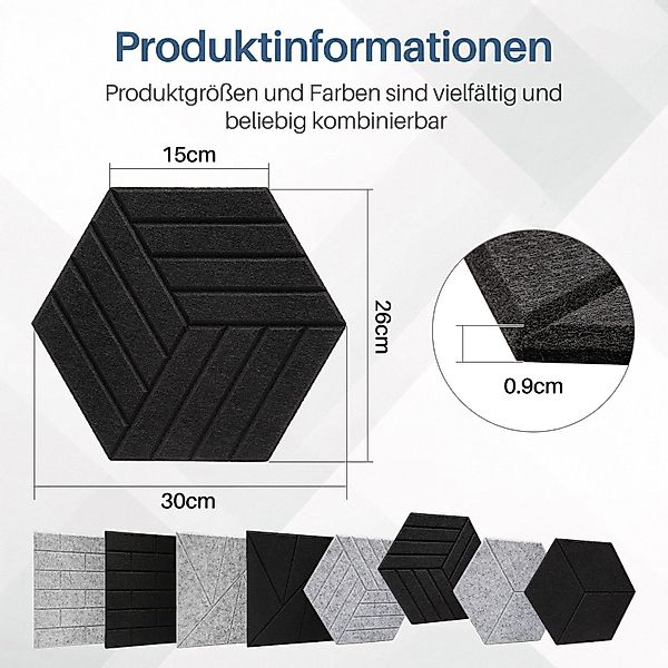 Clanmacy Akustikplatte 18 stuks Akustikplatten Hexagonal günstig online kaufen