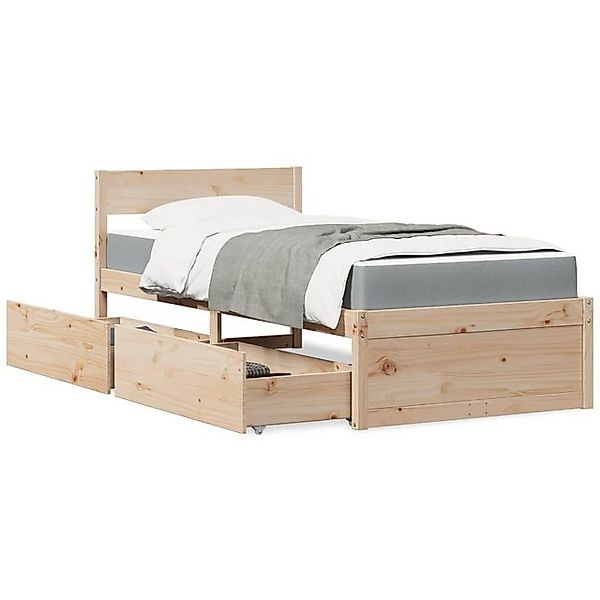 vidaXL Bettgestell Bett mit Schubladen und Matratze 90x200 cm Massivholz Ki günstig online kaufen