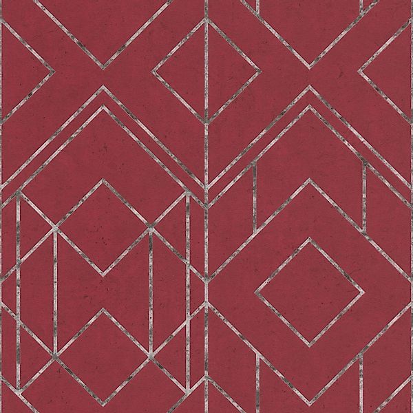 PROFHOME 378692-GU Grafik Tapete Geometrisch Matt Rot Grau Weiß 0,53 m x 10 günstig online kaufen