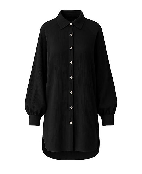 WENOR Hemdbluse Musselin Damen Oversize Hemd 100 % Baumwolle Kokosknöpfe Ra günstig online kaufen