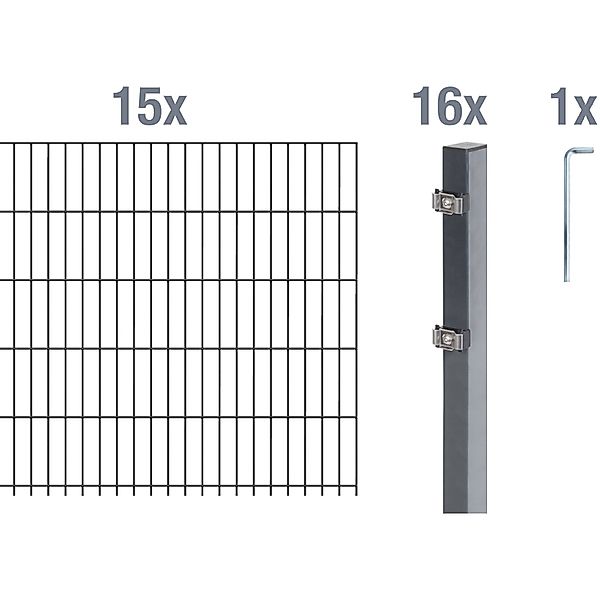 Alberts Doppelstabmattenzaun Grundset, (Set), Höhe: 80-160 günstig online kaufen