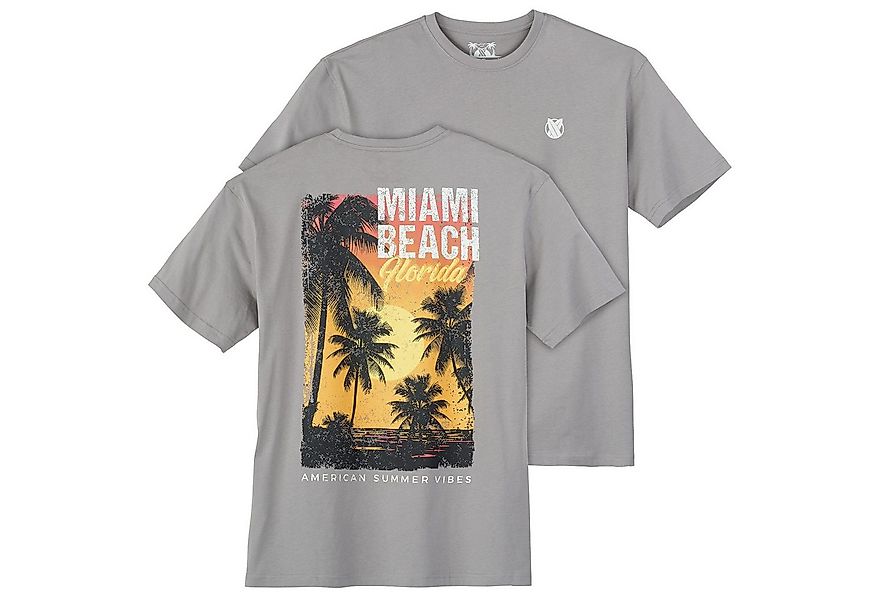 Calm Beach Print-Shirt Calm Beach Übergrößen T-Shirt grau Rückenprint Miami günstig online kaufen