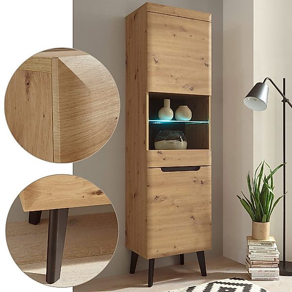 Lomadox Vitrine TIROL-61 Artisan Absetzung Schwarz günstig online kaufen