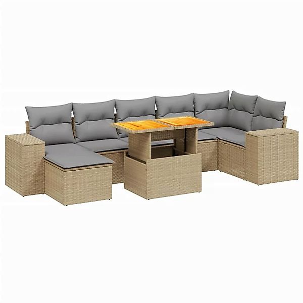 vidaXL 8-tlg Garten-Sofagarnitur mit Kissen Beige Poly Rattan Modell 270 günstig online kaufen