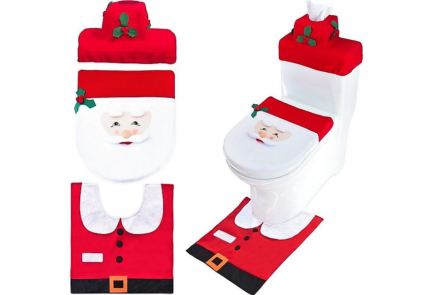 Coonoor WC-Deckelbezug Weihnachtsmann-WC-Sitzbezug-Set, 3-teilig günstig online kaufen