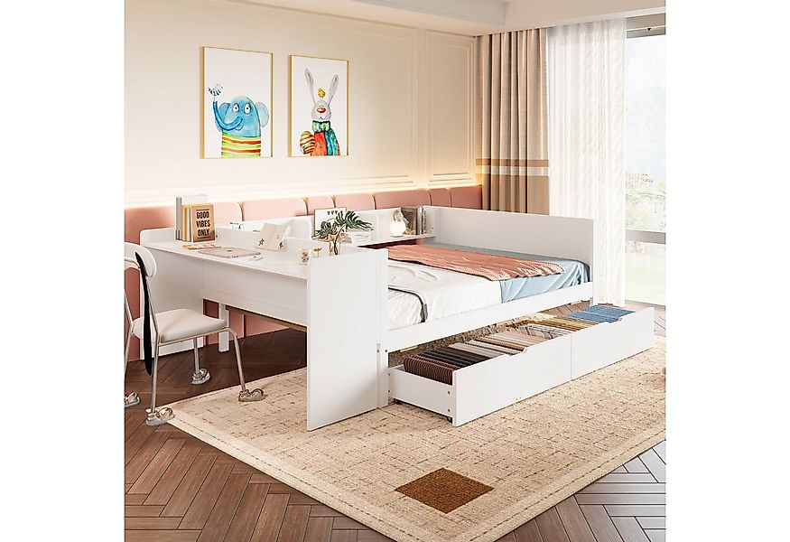 Flieks Kinderbett, Massivholzbett Doppelbett 140x200cm mit Schreibtisch und günstig online kaufen